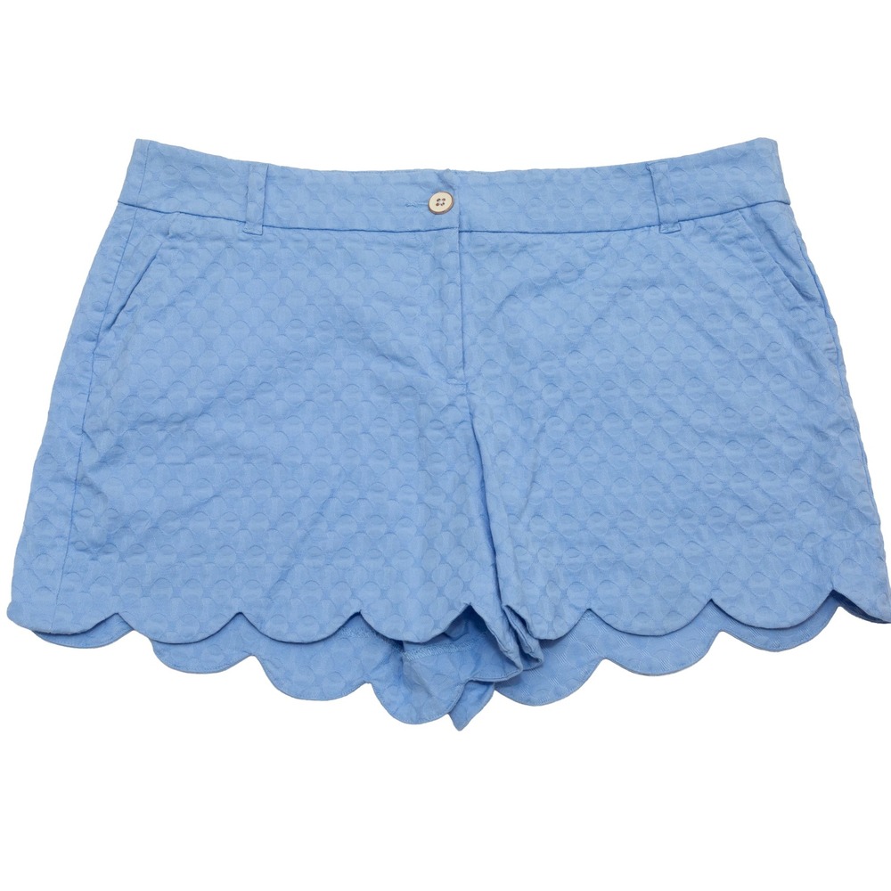 Crown & Ivy Shelby Shorts Womens 16 Blue Excellent Scalloped Jacquard Textured
